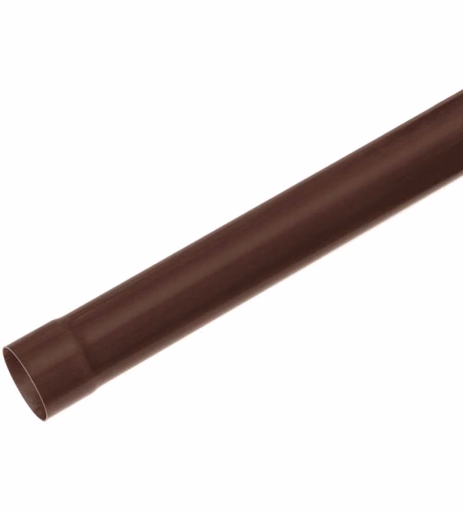 Tubo pluviale in PVC marrone d. 80 mm 1 m per raccolta acqua piovana
