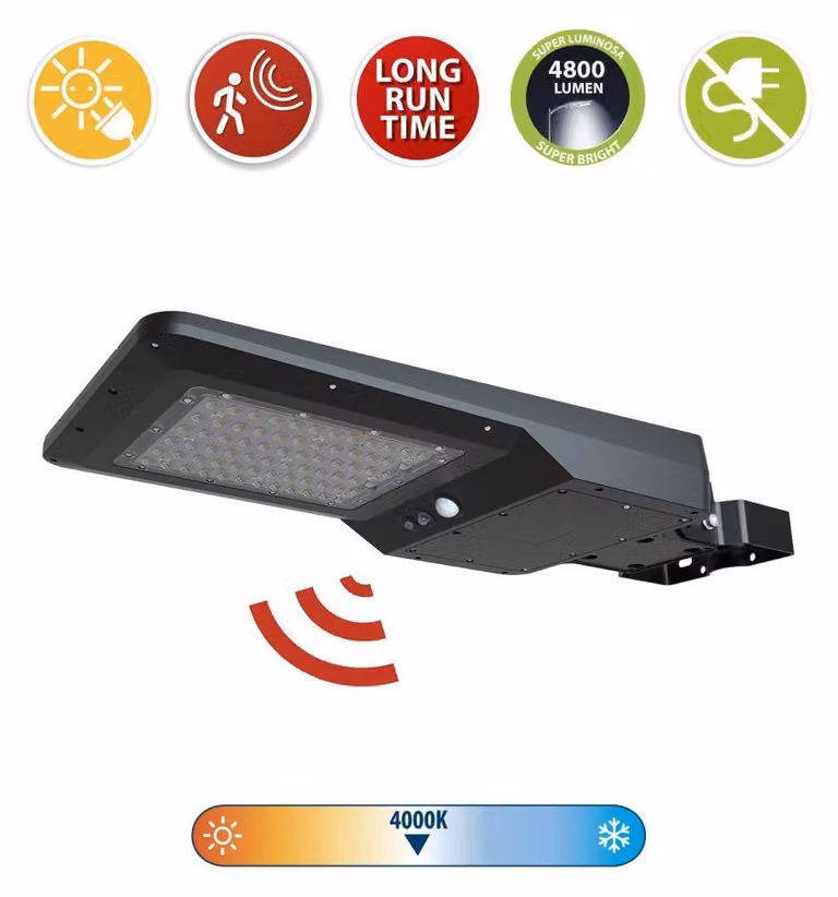 VELAMP SL375 Riflettore LED con ricarica solare, rilevatore di movimento