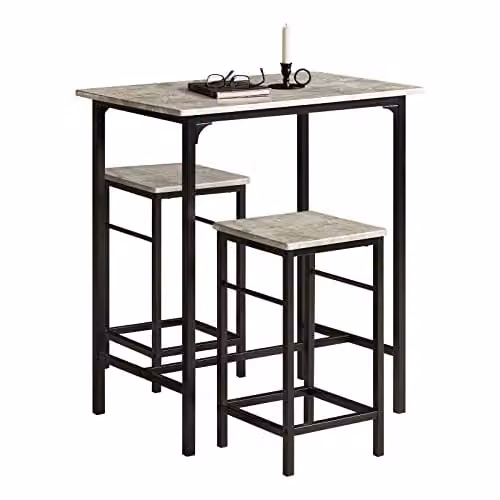 SoBuy Tavolo da Bar con 2 Sgabelli, salvaspazio & industrial, 80×87×50cm