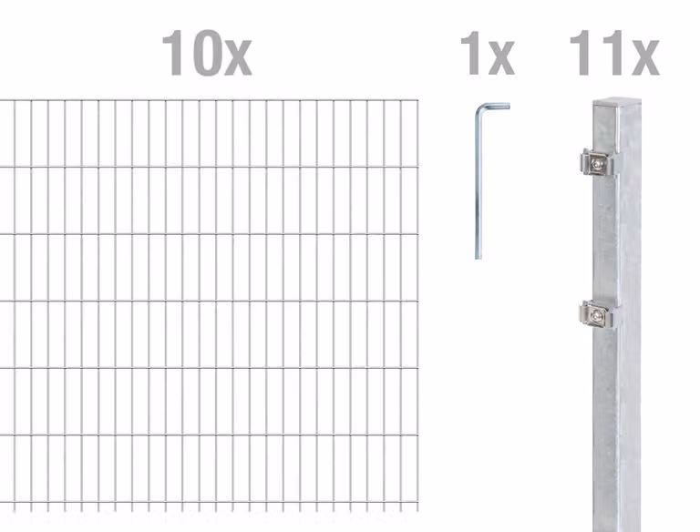 Alberts 669850: Recinzione a pannelli doppi, kit completo da 22 elementi, zincata a caldo, altezza 203 cm, lunghezza 25 metri