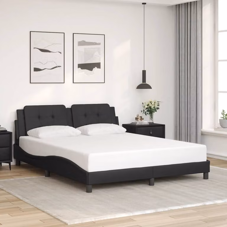 vidaXL Giroletto Zadar senza materasso in similpelle nera L/P/H: 160 x 200 x 165 cm