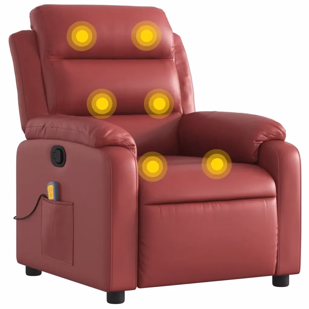 Poltrona Relax Reclinabile vidaXL in Similpelle Rossa con Braccioli – 2