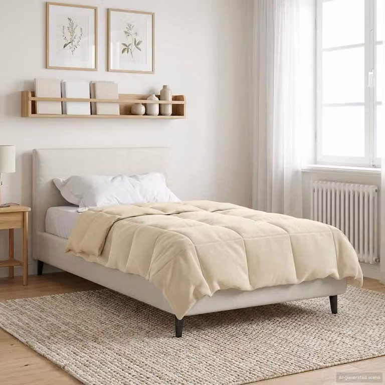 Piumone Completo Annuale 4 Stagioni vidaXL in Microfibra Beige L 135 x H 220 cm