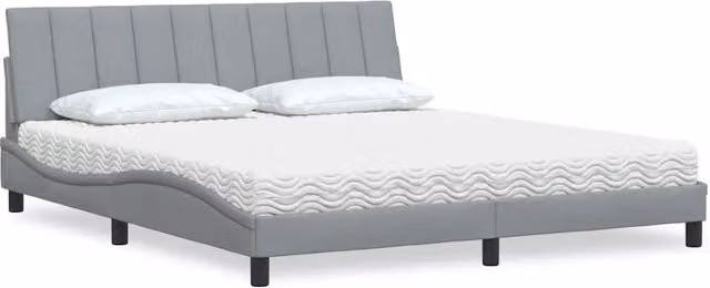 Letto con Materasso Hanko Grigio Chiaro180x200 cm Tessuto 3310545