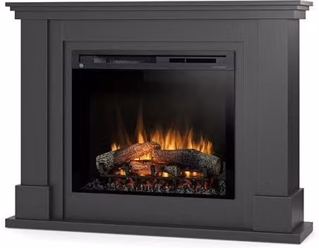 Caminetto elettrico da pavimento a libera installazione con LED LUENA, colore nero, L: 125 cm, P: 31 cm, H: 95 cm