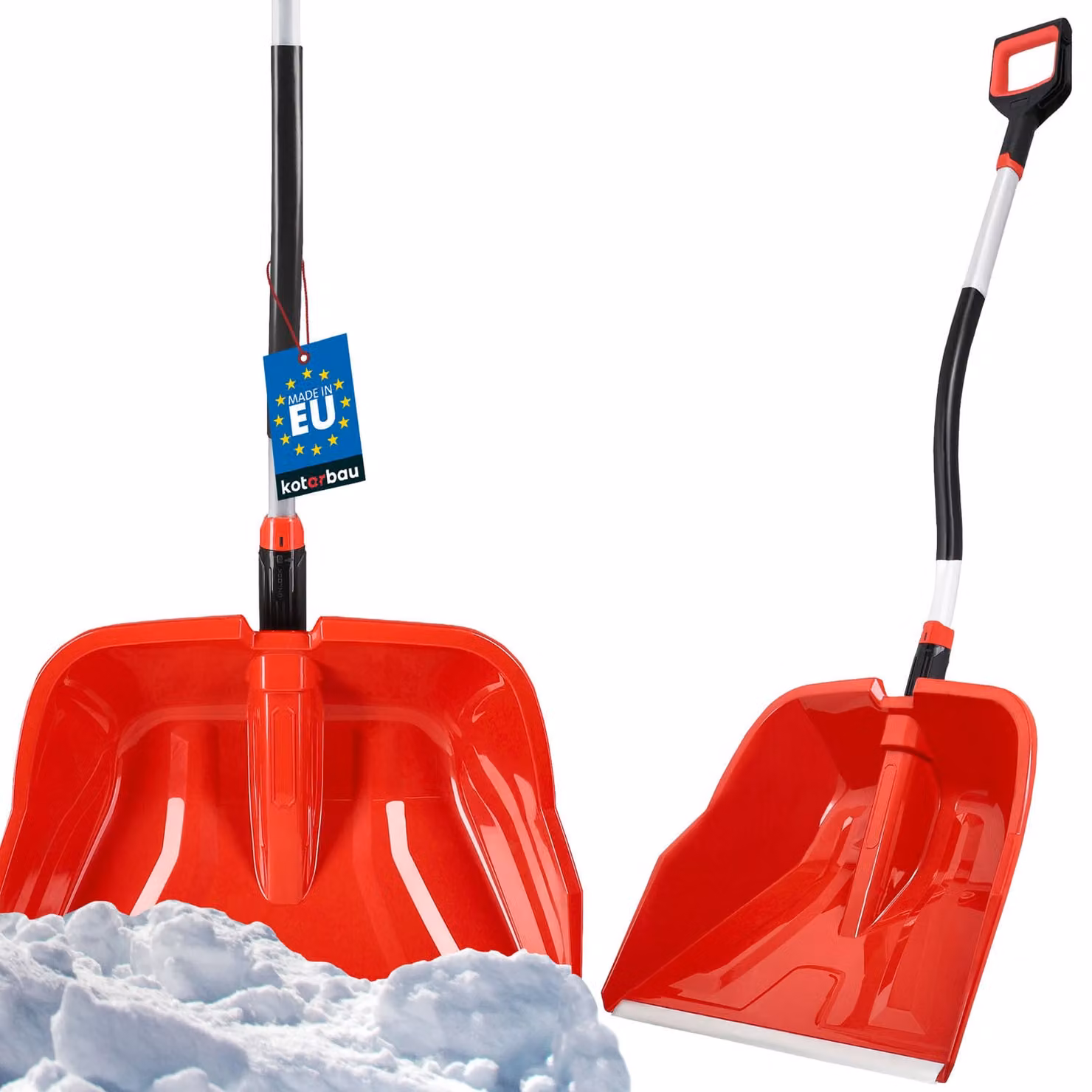 KOTARBAU® Pala da neve in plastica 40 x 50 cm Pala da neve con manico ergonomico in alluminio 144 cm Rosso Pala da neve Attrezzatura per lo sgombero della neve Pala da neve Pale da neve Paletta da neve