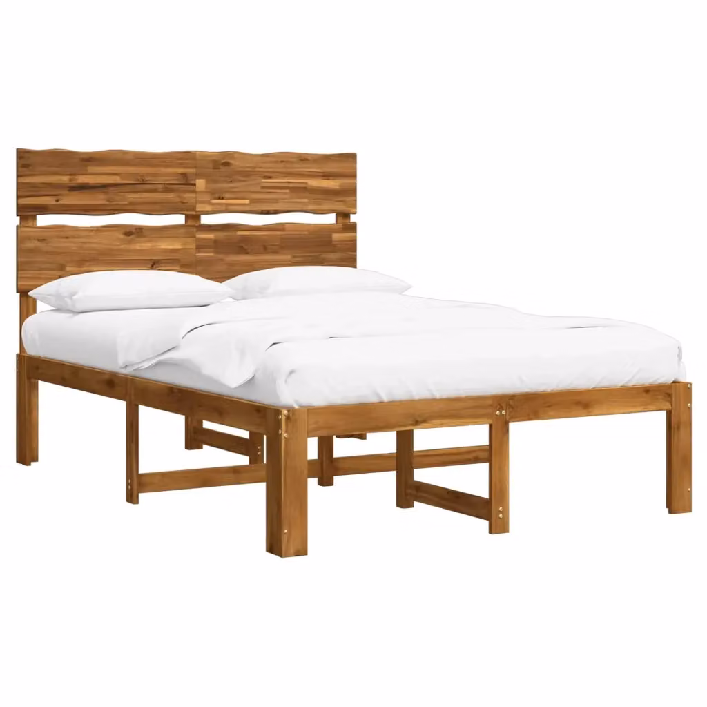 Letto matrimoniale con testiera ROSTOCK vidaXL in legno di acacia marrone L 140 x P 200 cm – 2