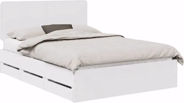 Letto matrimoniale | Letto per adulti | Struttura del letto Bianco 140 x 190 cm Legno Ingegnerizzato