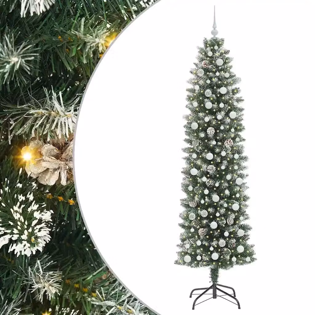 Albero di Natale artificiale moderno vidaXL verde e bianco, Altezza: 240 cm – 2