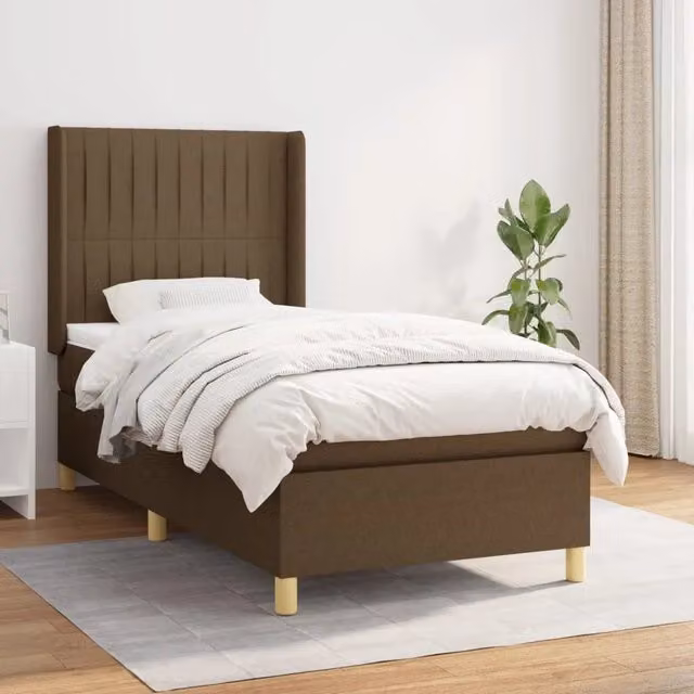 Letto a molle con materasso ibrido vidaXL, colore marrone e bianco, L/P/H: 90 x 190 x 40 cm