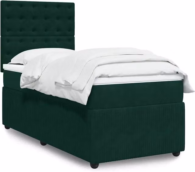 Giroletto a Molle con Materasso Verde Scuro 90x200 cm Velluto 3292253