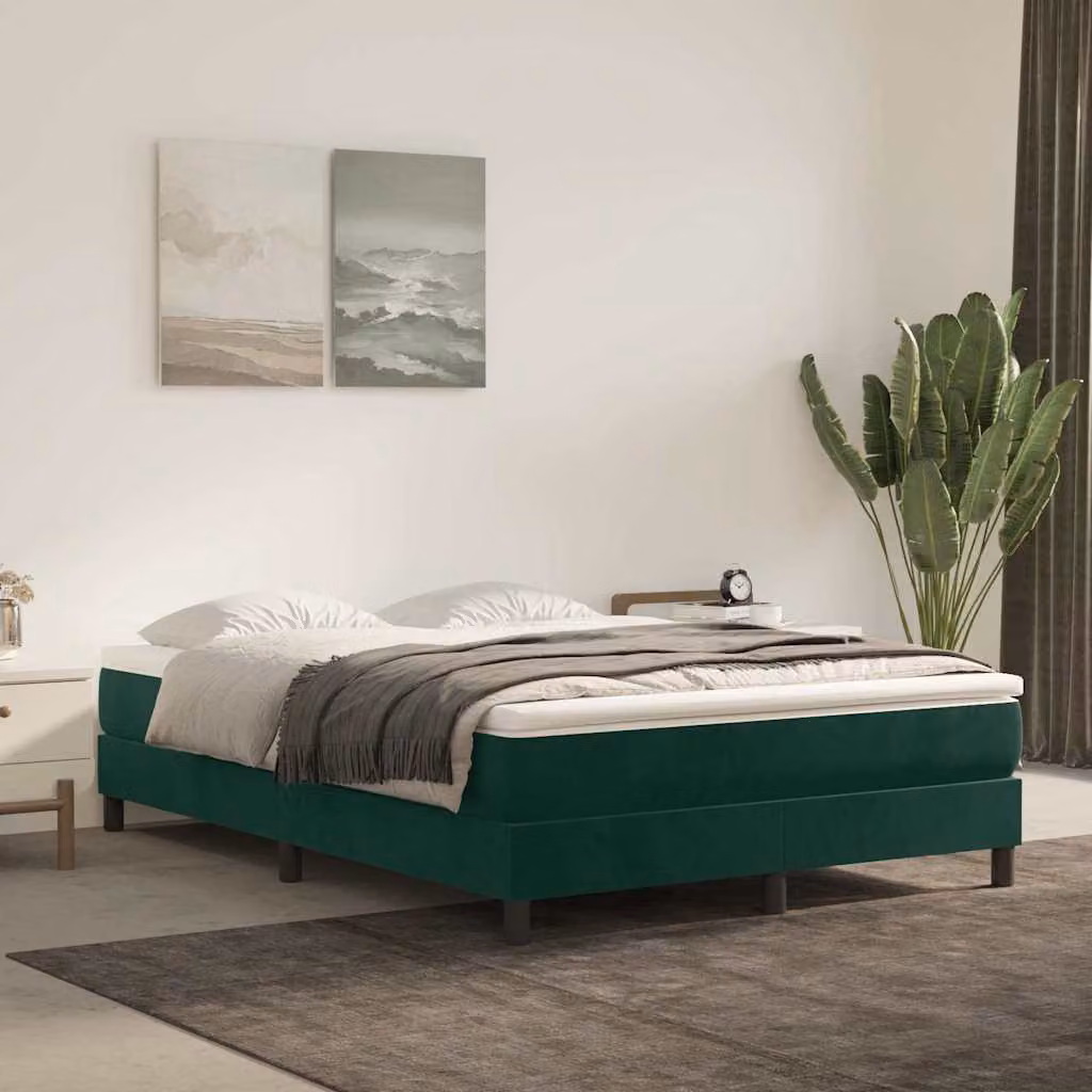 Struttura Letto Imbottita vidaXL in Velluto Verde con Rete a Molle L: 140 cm, P: 190 cm