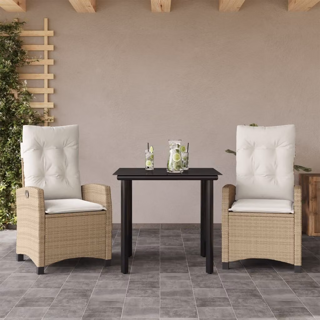 Maison Exclusive - Set da Pranzo da Giardino 3 pz con Cuscini Beige in Polyrattan