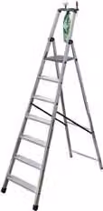 Scala in alluminio Euroscala Piu' su EN131 con 9 gradini, colore argento, L/P/H: 62 x 16,6 x 286 cm