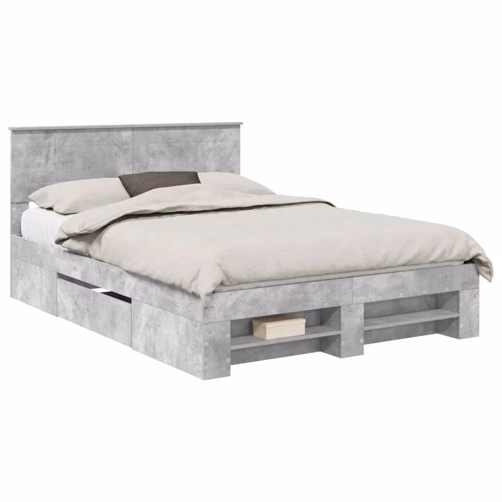 Struttura del letto con testiera moderna vidaXL in tessuto grigio L: 160 cm, P: 200 cm, H: 163 cm – 2