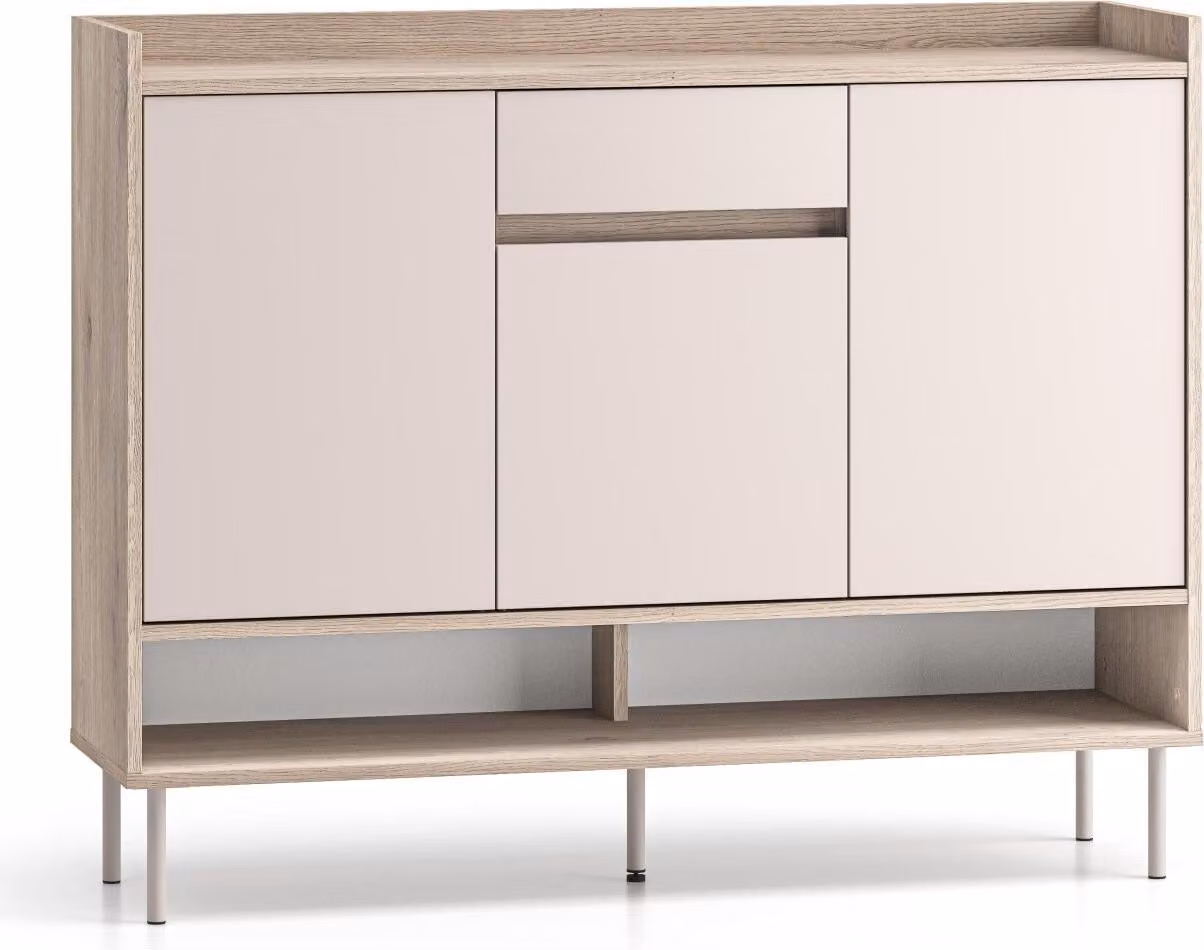 FURNLUX Credenza Voco Rovere e Beige 120cm / Colore principale: Beige / Dimensioni: 120 x 95 x 34 cm
