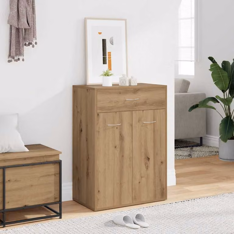 Scarpiera moderna vidaXL in legno marrone con ante a battente e ripiani interni, L: 60 cm, P: 35 cm, H: 84 cm