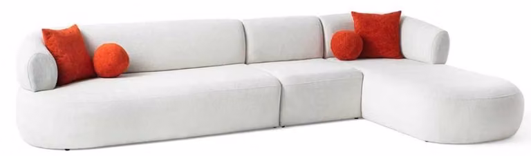 Divano ad angolo, forma a L, per soggiorno, moderno, imbottito, elegante