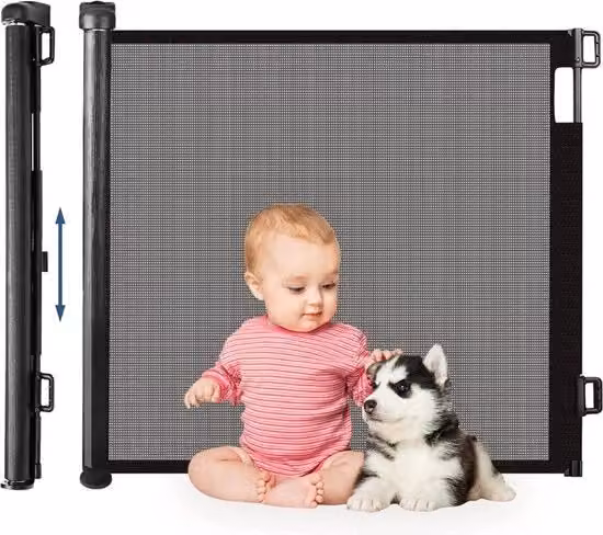 Sostegno per Scale Ospedaliere Estensibile in Tessuto e PVC Nero L: 180 cm, H: 86 cm