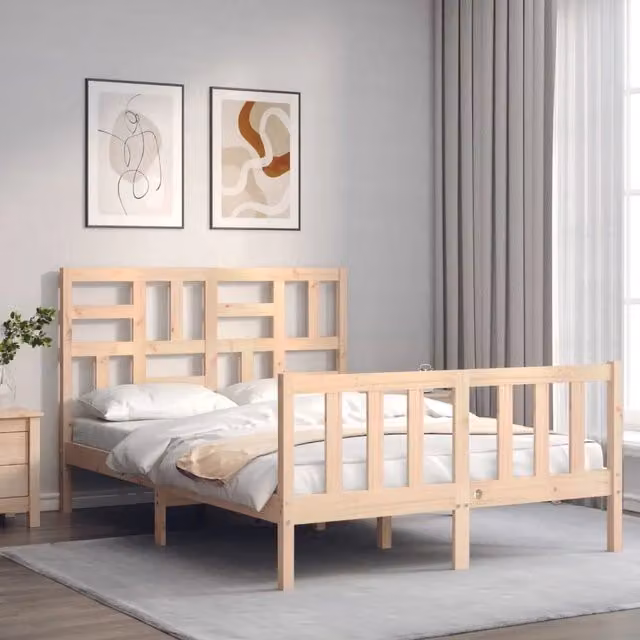 Giroletto vidaXL in legno massello di pino non trattato con doghe piatte fisse L/P/H: 205.5 x 145.5 x 104.0 cm