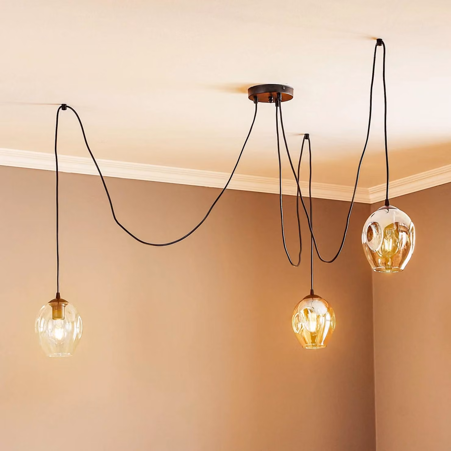 Lampada a sospensione in vetro Starla EMIBIG LIGHTING, dimmerabile, Nero, Soggiorno / Sala da pranzo, Vetro, Moderno, Lampada a sospensione