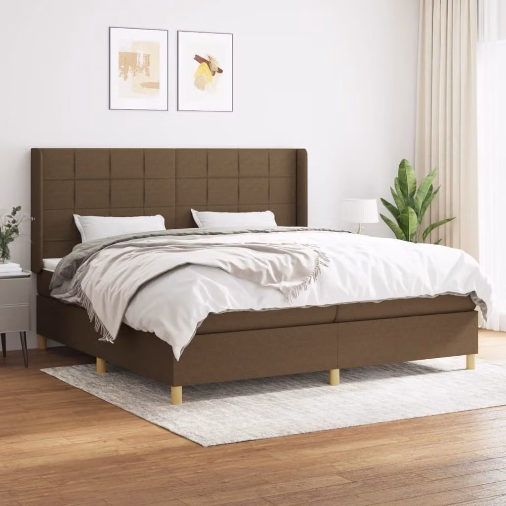 Maison Exclusive - Giroletto a Molle con Materasso Marrone Scuro 200x200cm Tessuto