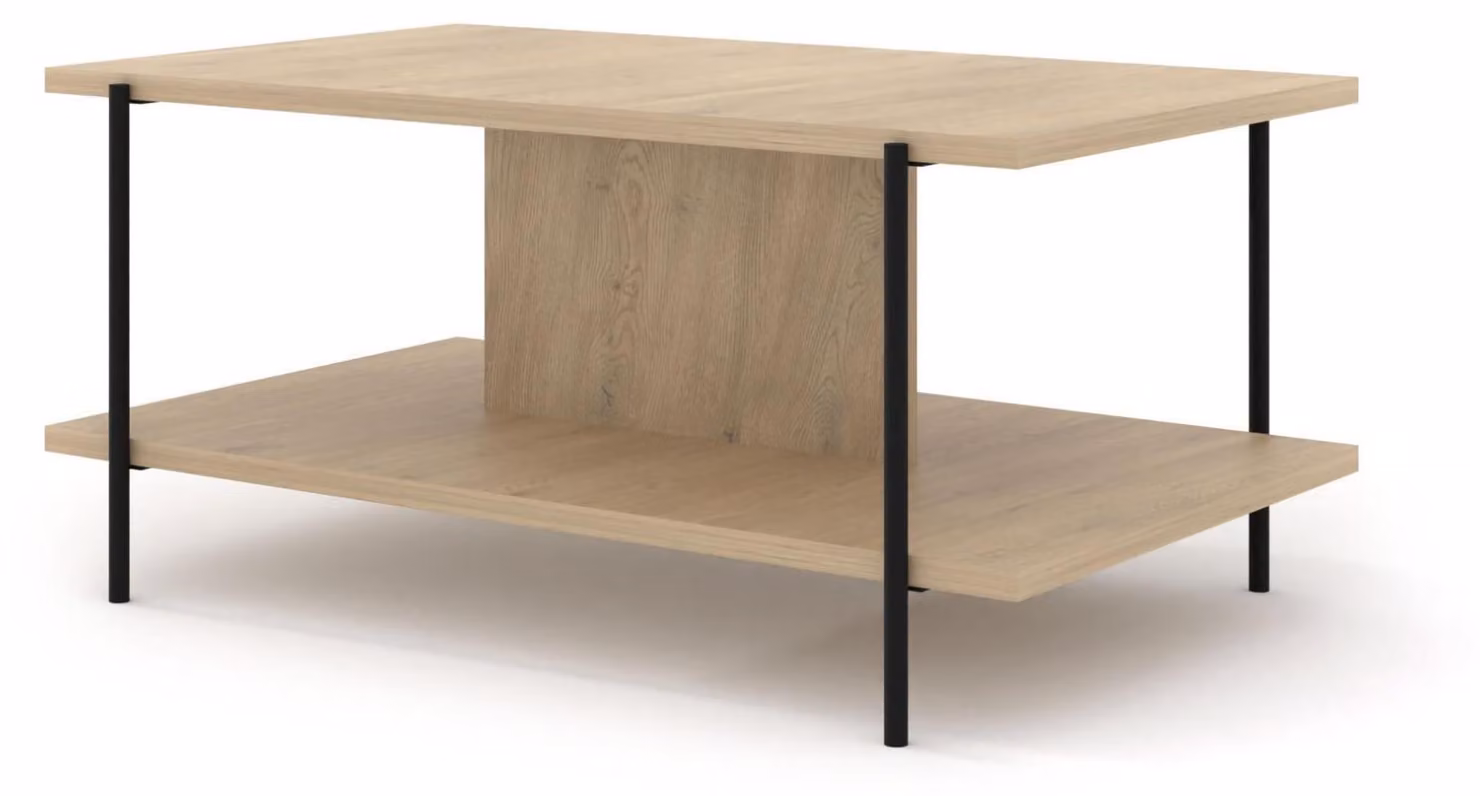 Tavolino FURNLUX Libelle in rovere e nero 110 cm / Colore principale: beige / Dimensioni: 110 x 51 x 65 cm