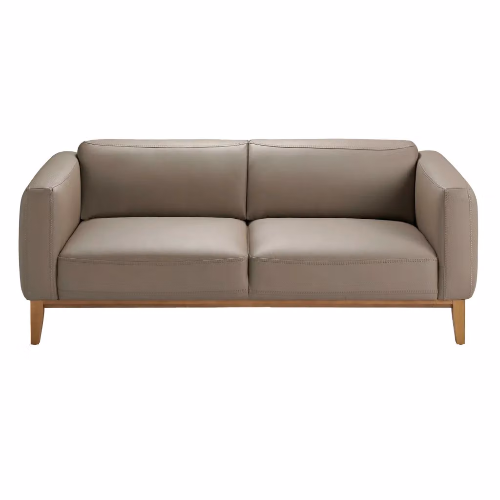 Divano a 3 posti moderno Angel Cerdá S.L. in pelle color beige e marrone con struttura in legno massello L: 209 cm, P: 77 cm, H: 92 cm – 2