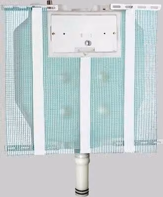 Cassetta di scarico da incasso pneumatica Pucci con placca e tubo, colore bianco, capacità 9 l