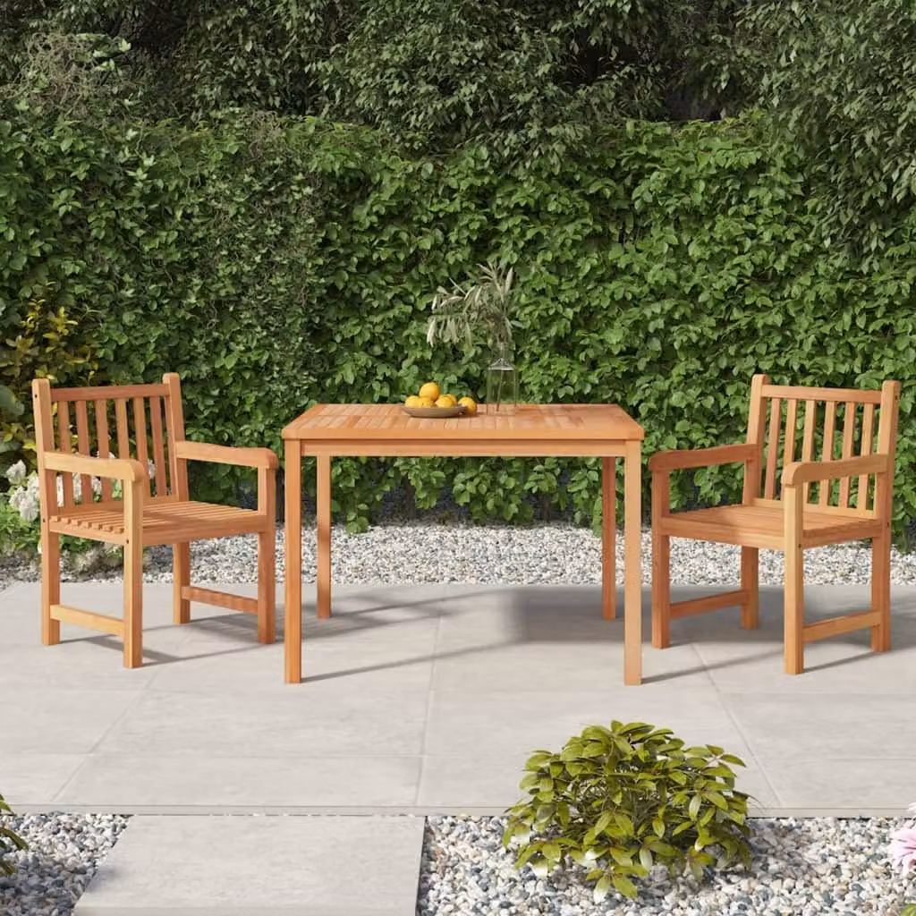 The Living Store Set da pranzo da giardino 3 pz. Set da pranzo da giardino in legno massiccio teak
