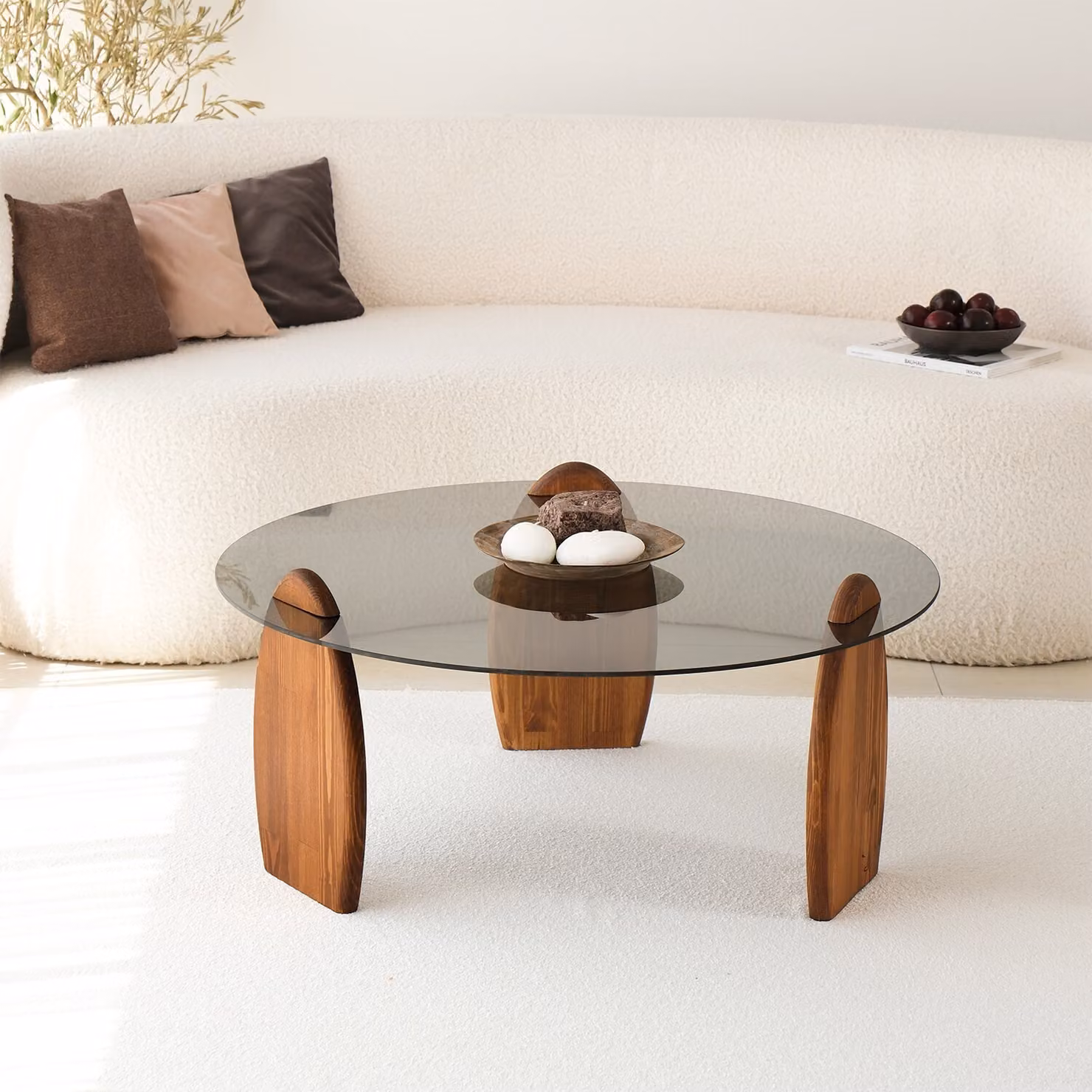 Skye Decor, Surf - Chesnut, Fume, tavolini, castagno, vetro, 90 x 41 x 90 cm