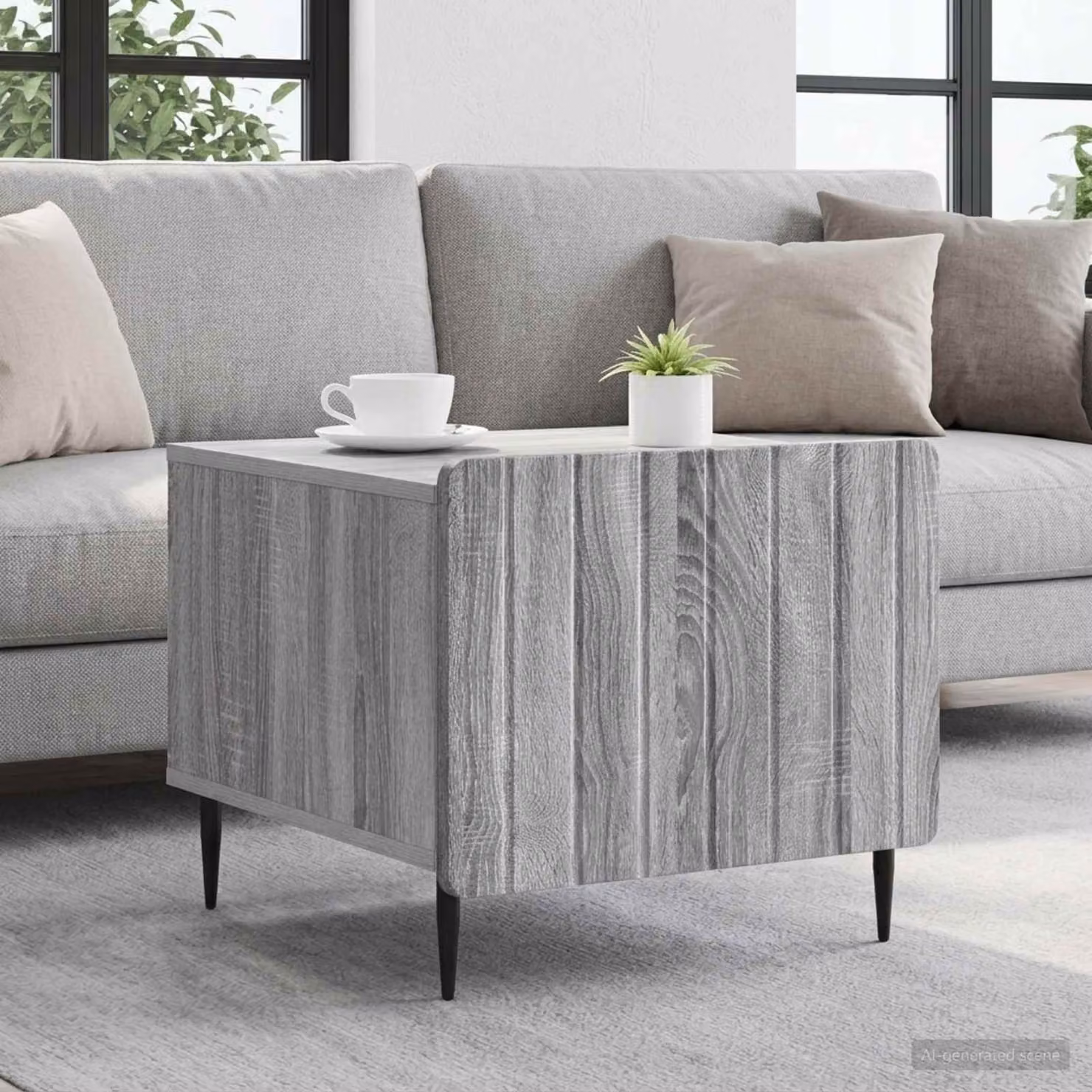 vidaXL Tavolino da salotto moderno con cassetto Grigio, L 49 cm x P 50 cm x H 42 cm