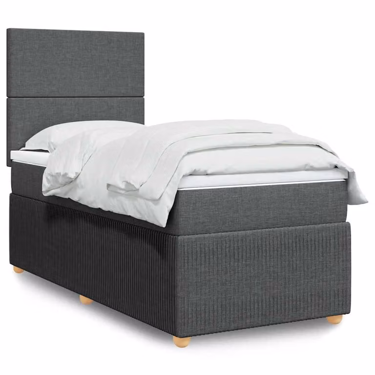 vidaXL Giroletto a Molle con Materasso in Tessuto Grigio Scuro e Bianco L/P/H: 100 x 200 cm