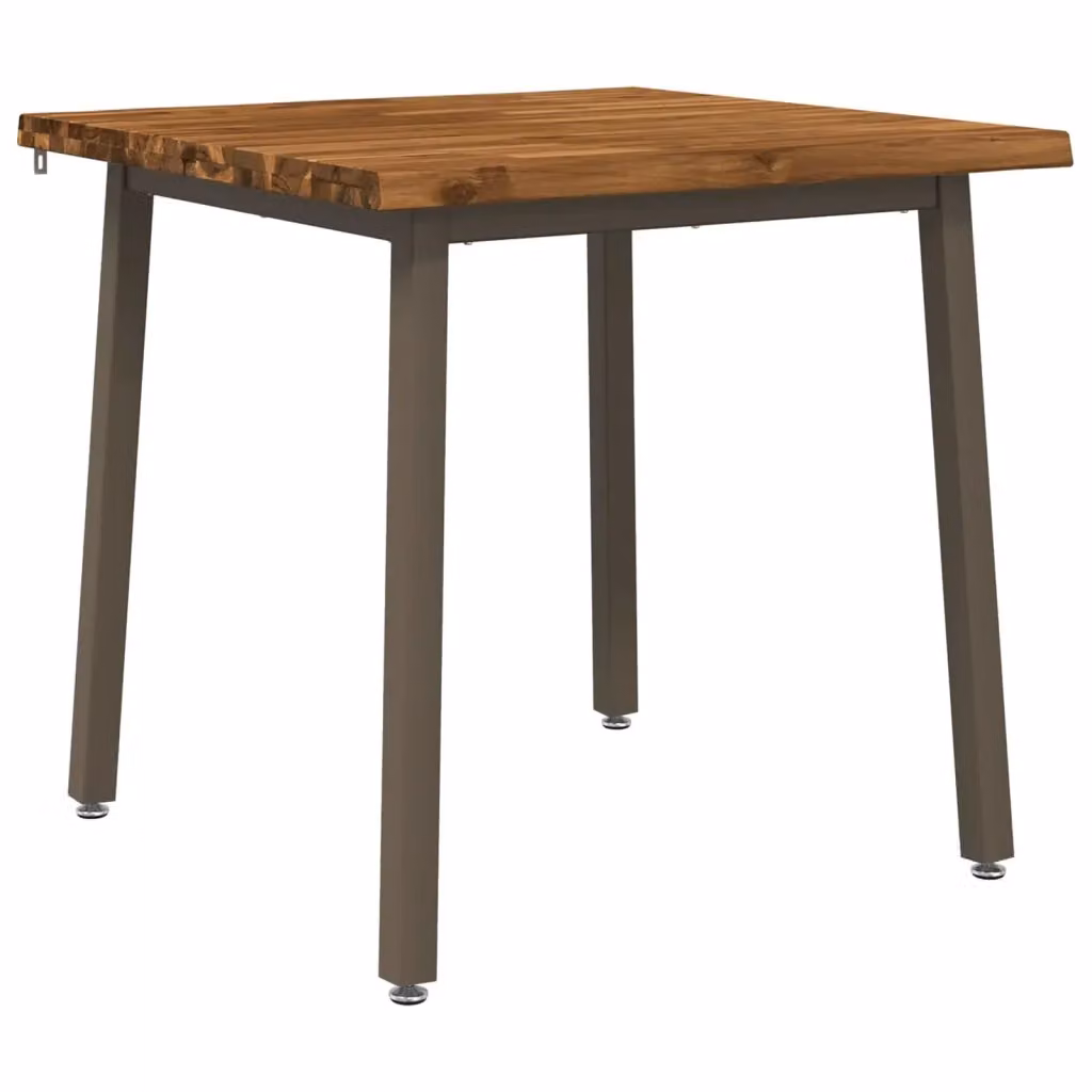 Tavolo da pranzo rettangolare moderno vidaXL in legno di acacia massello e metallo, colore marrone, L 80 x P 80 x H 75 cm – 2