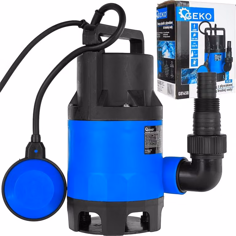 GEKO Pompa sommersa per liquami 400 W con galleggiante, in plastica, mini - G81458