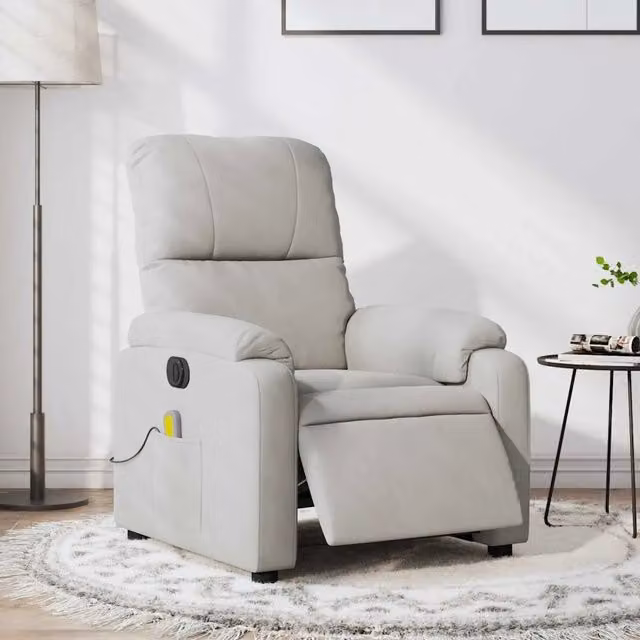 Divano Sedia-Poltrona Reclinante Massaggi Elettrica Grigio Chiaro Microfibra 874750