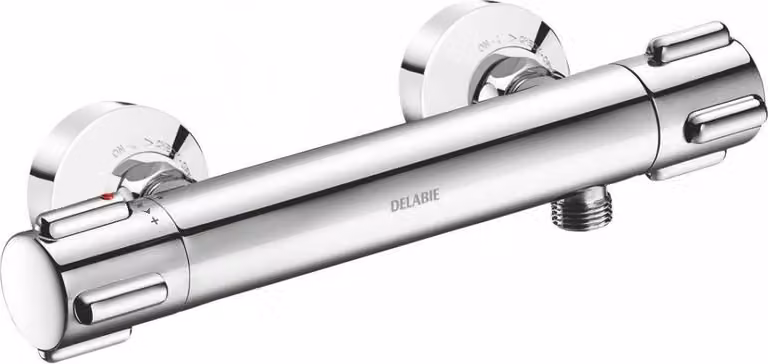 Miscelatore termostatico per doccia Delabie SECURITHERM, attacchi STOP/CHECK