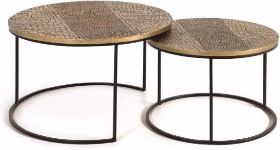Set 2 tavollini in metallo colore nero e bronzo