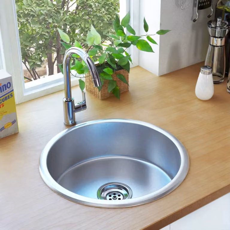 The Living Store Lavello da incasso con setaccio e sifone in acciaio inox