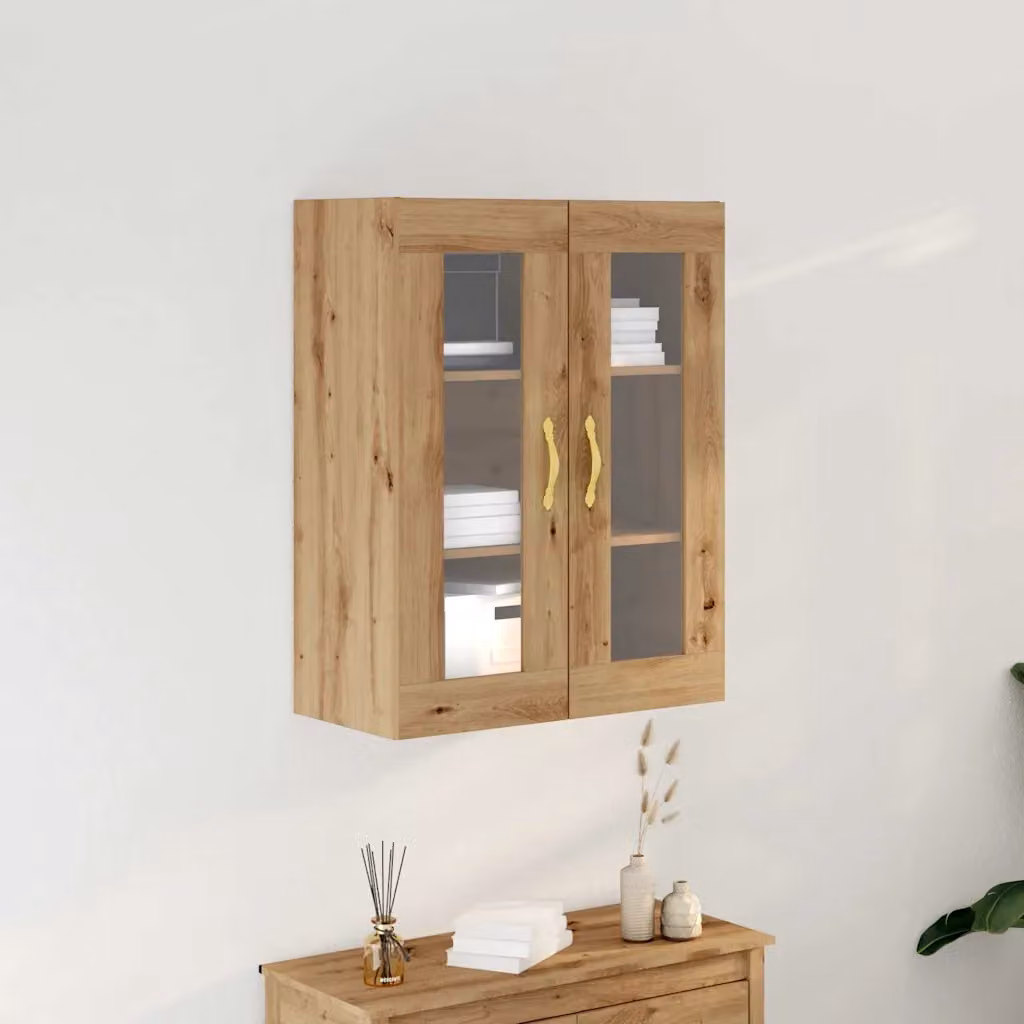 Armadietto a muro moderno vidaXL in legno e vetro marrone con ante in vetro L/P/H: 69,5 x 34 x 90 cm