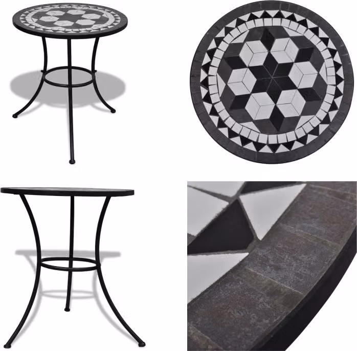 vidaXL Tavolo da bistrot bianco e nero 60 cm a mosaico - Tavolo - Tavoli - Tavolo da giardino - Tavoli da giardino
