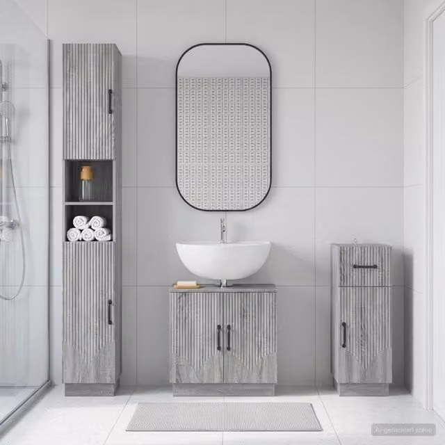 Set di armadietti da bagno in 3 pezzi HOORN Sonoma grigio 3417879