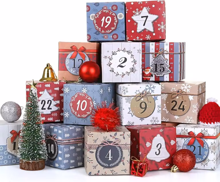 Calendario dell'Avvento 24 scatole Scatole di decorazioni natalizie