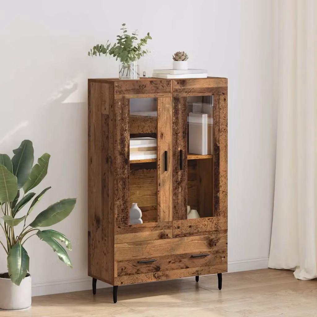 Credenza moderna vidaXL in legno vecchio e metallo, colore marrone, L/P/H: 69,5 x 31 x 115 cm