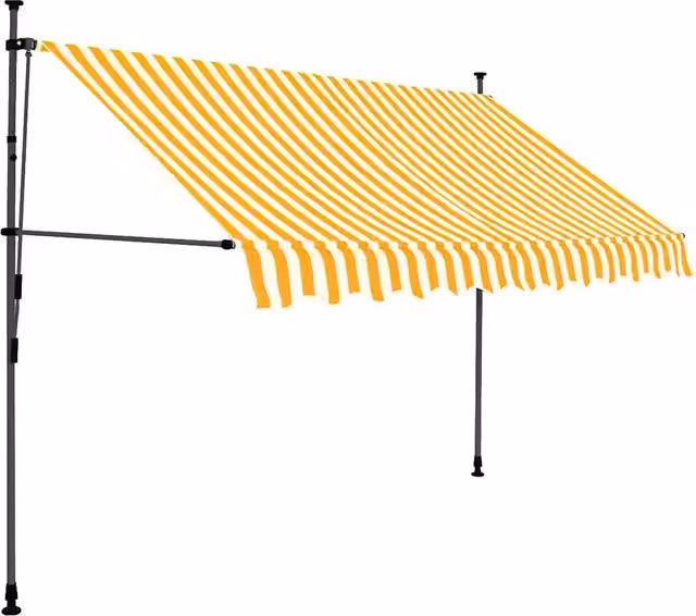Tenda da sole retrattile manuale DESIGN IN con LED, larghezza: 300 cm, colore bianco e arancione