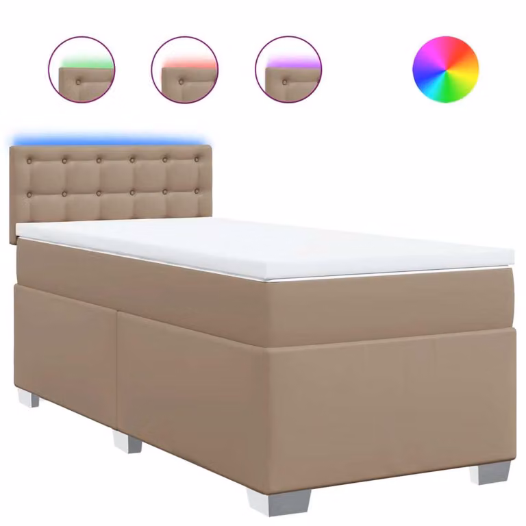 Giroletto a Molle con Materasso Cappuccino 100x200cm Pelle finta
