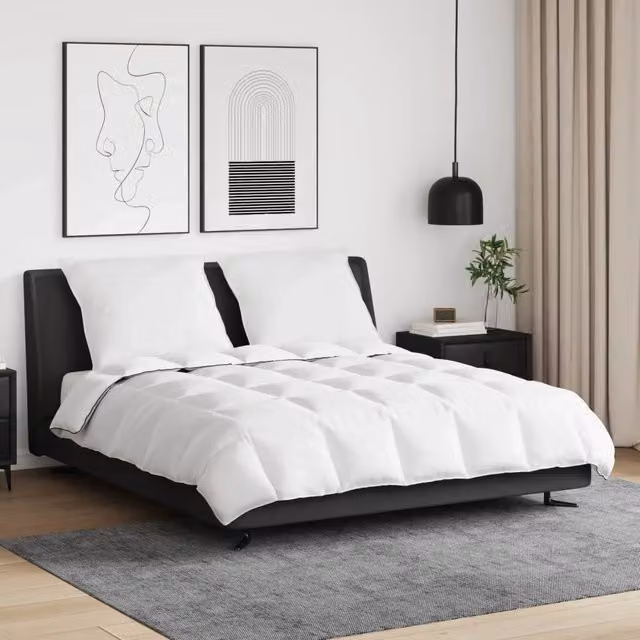 Set di 3 pezzi Duvet Invernale e Cuscini vidaXL in Cotone Bianco con Piuma d'Anatra e Fibra Traspirante