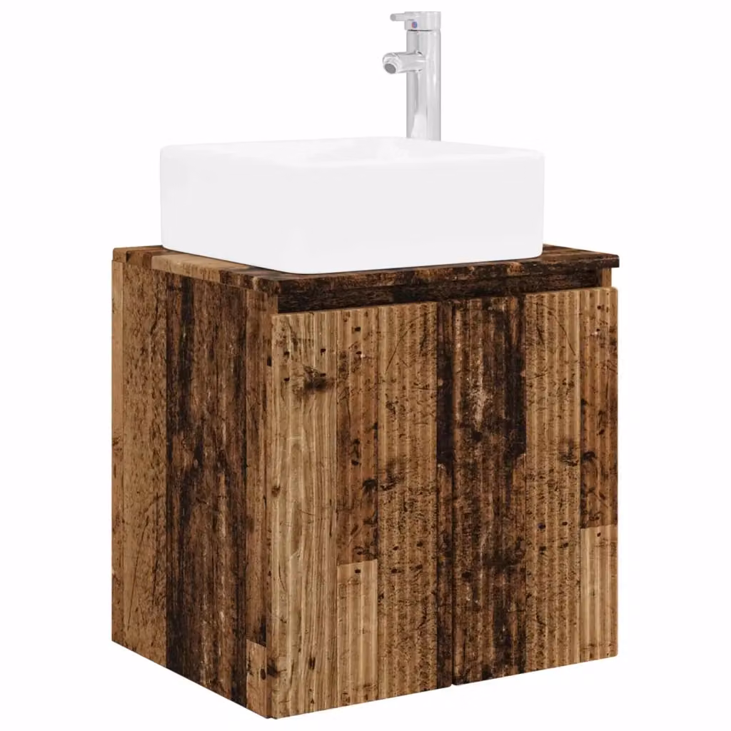 Mobile Lavabo da Parete vidaXL in Legno Marrone con Ante a Battente L: 53 cm, P: 35 cm, H: 63 cm – 2