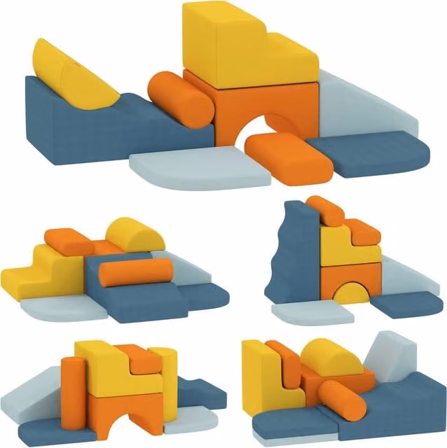 Set di 9 blocchi in schiuma XYLO multicolore per arrampicarsi e gattonare per bambini, lavabile e stimolante per la motricità e la creatività – 1