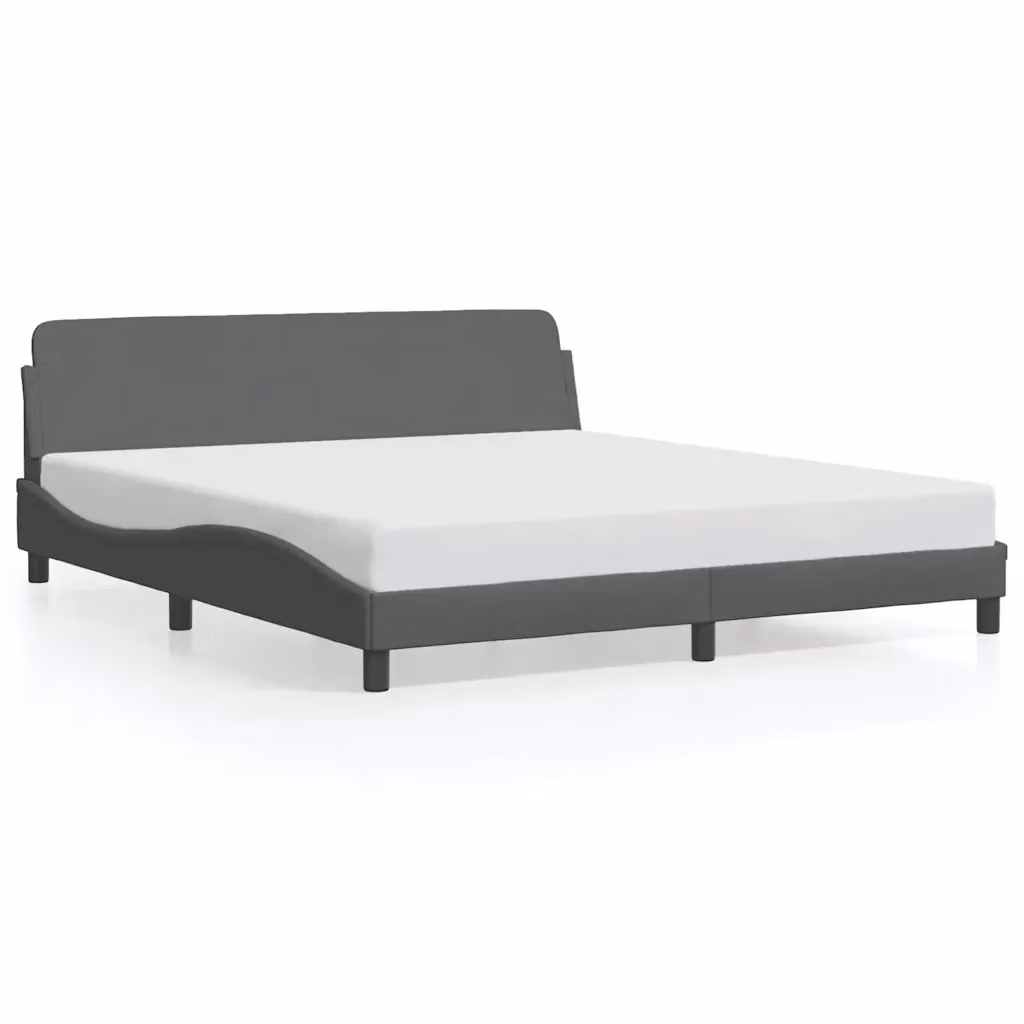 Letto con giroletto Dover di vidaXL in tessuto grigio con struttura in legno e metallo L: 152 cm, P: 203 cm, H: 74,5 cm – 2